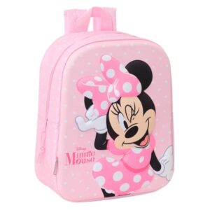 safta minnie mouse mochila guarderia 3d de 6l asa de mano superior asas regulables y acolchadas cierre de cremallera 22x27x10cm color rosa pastel