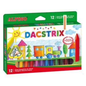 alpino dacstrix pack de 12 ceras semiblandas de colores forma triangular mezclables no manchan colores surtidos