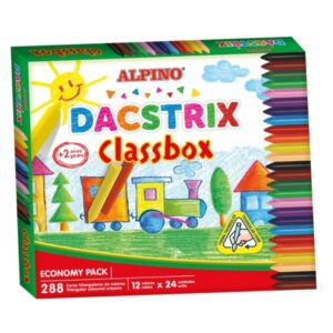 alpino dacstrix economy pack de 288 ceras semiblandas de colores forma triangular mezclables no manchan colores surtidos