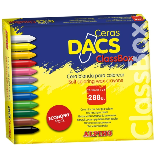 alpino dacs economy pack de 288 ceras blandas de colores textura cremosa mezclables pintado suave y cubriente colores surtidos