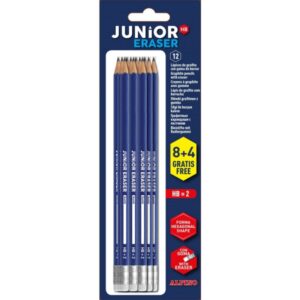 alpino junior blister de 12 lapices de grafito hb con goma espacio para el nombre