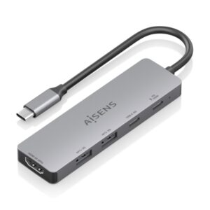 aisens usb c dock 5 en 1 usb c a 1xhdmi 2xusb a 1xusb c 1xusb c pd 100w 15cm color gris