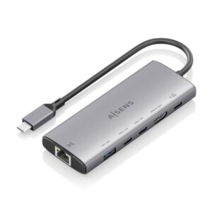 aisens usb c dock 6 en 1 usb c a 1xhdmi 1xrj45 1xusb a 10g 2xusb c 10g 1xusb c pd 100w 20cm color gris