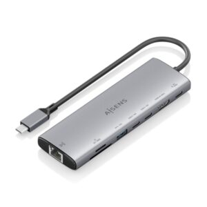aisens usb c dock 8 en 1 usb c a 1xhdmi 1xrj45 1xusb a 10g 2xusb c 10g 1xusb c pd 100w 1xsd 1xmicrosd 20cm color gris