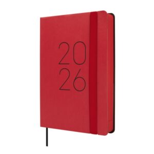 finocam flexi lisa agenda en catalan anual 2026 tapa blanda formato f4 120x23x172mm 1 dia por pagina color rojo