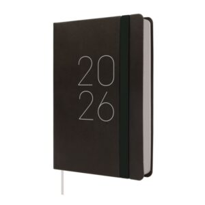 finocam flexi lisa agenda en catalan anual 2026 tapa blanda formato f4 120x23x172mm 1 dia por pagina color negro