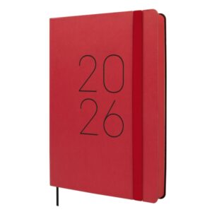 finocam flexi lisa agenda anual 2026 tapa blanda formato fa5 151x23x214mm 1 dia por pagina color rojo