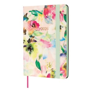 finocam flexi joy agenda anual 2026 tapa blanda formato f4 120x13x172mm semana vista horizontal tematica de flores