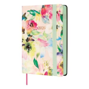 finocam flexi joy agenda anual 2026 tapa blanda formato f4 120x23x172mm 1 dia por pagina tematica de flores