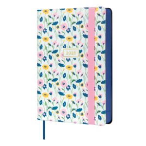 finocam flexi joy agenda anual 2026 tapa blanda formato f4 120x23x172mm 1 dia por pagina tematica de flores