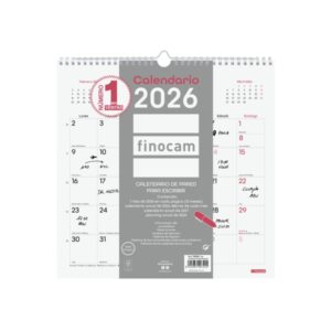 finocam chic calendario de pared anual 2026 300x5x310mm espacio para escribir color blanco
