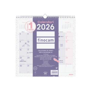 finocam chic calendario de pared en catalan anual 2026 300x5x310mm espacio para escribir color morado