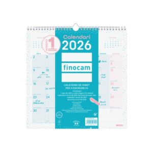 finocam chic calendario de pared en catalan anual 2026 300x5x310mm espacio para escribir color turquesa