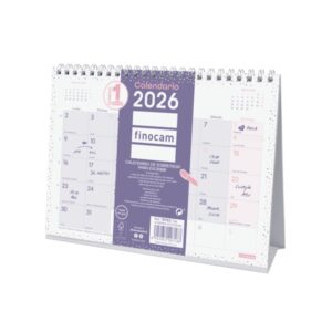 finocam chic calendario de sobremesa anual 2026 210x70x155mm espacio para escribir color morado