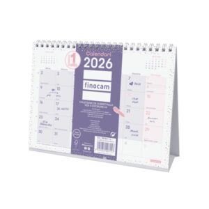 finocam chic calendario de sobremesa en catalan anual 2026 210x70x155mm espacio para escribir color morado