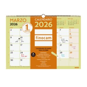 finocam grafik calendario de pared anual 2026 420x10x300mm espacio para escribir color surtidos