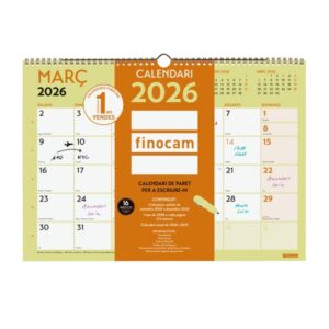 finocam grafik calendario de pared en catalan anual 2026 420x10x300mm espacio para escribir color surtidos