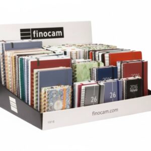 finocam expositor grande con 100 agendas de espiral surtidas anual 2026 color surtidos