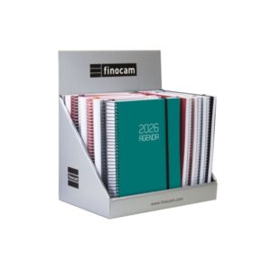 finocam expositor con 15 agendas de espiral surtidas anual 2026 formato e10 color surtidos