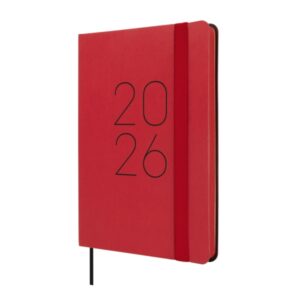 finocam flexi lisa agenda anual 2026 tapa blanda formato f4 120x13x172mm semana vista horizontal color rojo