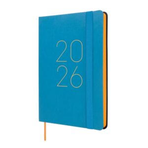 finocam flexi lisa agenda en catalan anual 2026 tapa blanda formato f4 120x13x172mm semana vista horizontal color azul