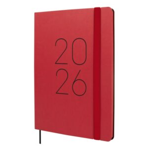 finocam flexi lisa agenda anual 2026 tapa blanda formato fa5 151x13x214mm semana vista en vertical color rojo