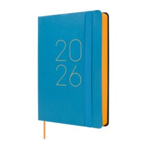 finocam flexi lisa agenda anual 2026 tapa blanda formato f4 120x23x172mm 1 dia por pagina color azul