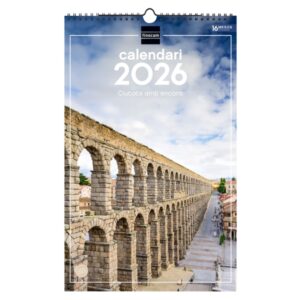 finocam calendario de pared en catalan anual 2026 imagenes variadas con espiral espacio para escribir tematica de ciudades y pueblos