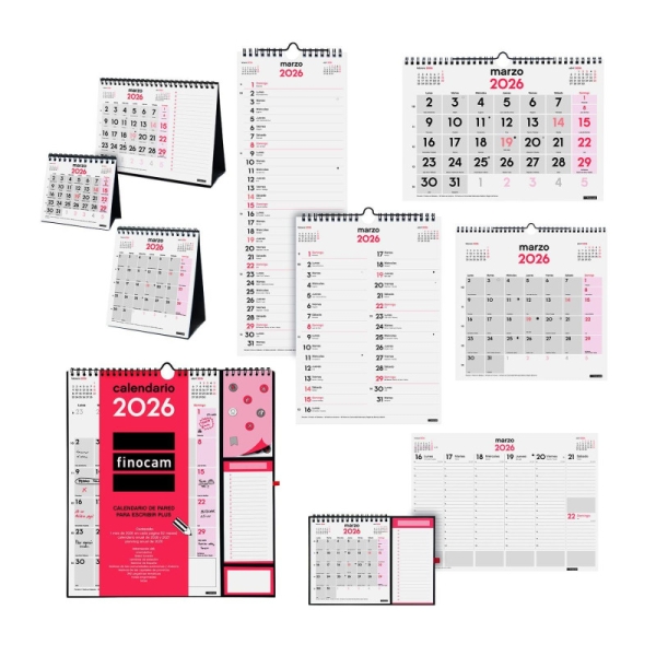 finocam pack de 70 calendarios neutros surtidos anual 2026 color surtidos