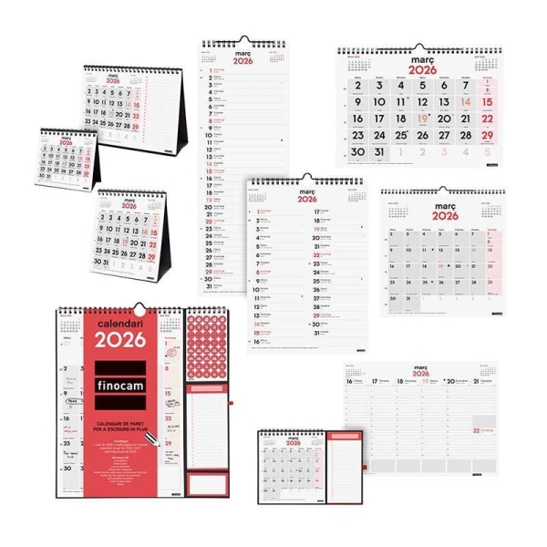 finocam pack de 70 calendarios neutros surtidos en catalan anual 2026 color surtidos