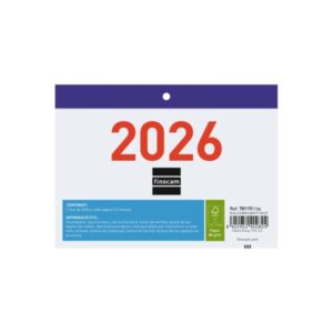 finocam calendario faldilla en catalan anual 2026 formato f91 150x3x105mm numeros grandes color blanco y azul