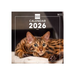 finocam calendario de pared internacional anual 2026 imagenes variadas 311x5x305mm tematica de gatos