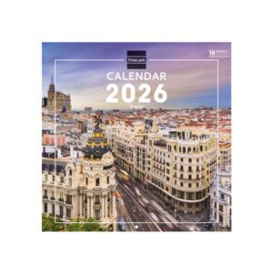 finocam calendario de pared internacional anual 2026 imagenes variadas 311x5x305mm tematica de madrid