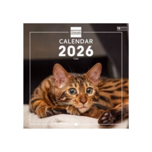 finocam calendario de pared internacional anual 2026 imagenes variadas 191x5x185mm tematica de gatos