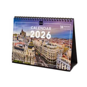 finocam calendario de sobremesa internacional anual 2026 imagenes variadas 210x70x155mm tematica de madrid