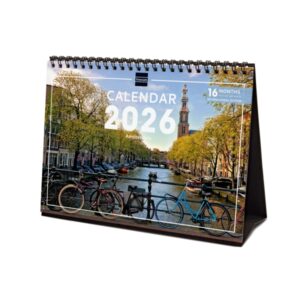 finocam calendario de sobremesa internacional anual 2026 imagenes variadas 210x70x155mm tematica de amsterdam