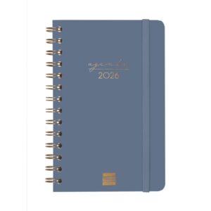 finocam alma agenda en catalan anual 2026 con espiral formato e5 131x19x190mm semana vista horizontal color azul