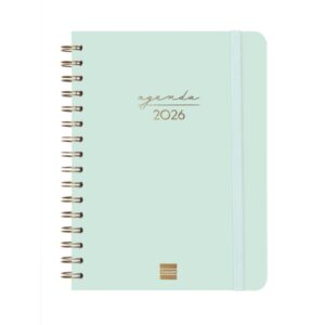 finocam alma agenda anual 2026 con espiral formato e10 172x19x220mm semana vista horizontal color menta