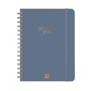 finocam alma agenda en catalan anual 2026 con espiral formato e10 172x19x220mm semana vista horizontal color azul