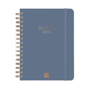 finocam alma agenda anual 2026 con espiral formato e10 180x30x220mm 1 dia por pagina color azul