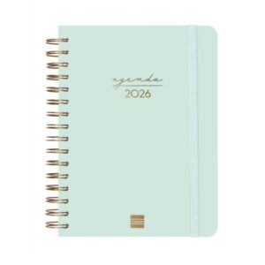 finocam alma agenda en catalan anual 2026 con espiral formato e10 180x30x220mm 1 dia por pagina color menta