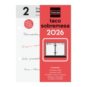 finocam taco de sobremesa anual 2026 85x35x120mm sobremesa color blanco y rojo