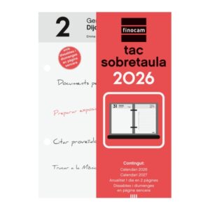 finocam taco de sobremesa en catalan anual 2026 85x35x120mm color blanco y rojo
