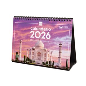 finocam calendario de sobremesa anual 2026 imagenes variadas espacio para escribir tematica de maravillas del mundo