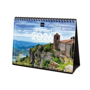 finocam calendario de sobremesa en catalan anual 2026 imagenes variadas espacio para escribir tematica de ciudades y pueblos