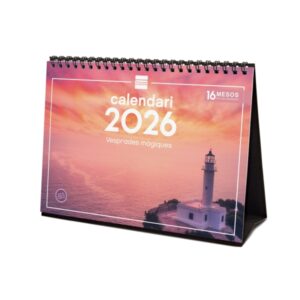 finocam calendario de sobremesa en catalan anual 2026 imagenes variadas espacio para escribir tematica de atardeceres magicos