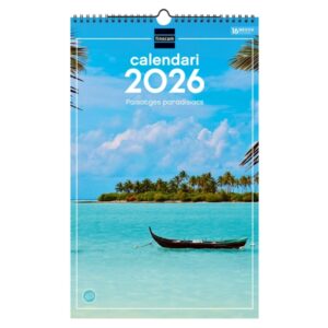 finocam calendario de pared en catalan anual 2026 imagenes variadas con espiral espacio para escribir tematica de paisajes