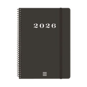 finocam my agenda de espiral en catalan anual 2026 tapa dura antirayaduras formato e10 171x9x212mm semana vista horizontal color negro