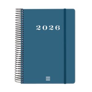 finocam my agenda de espiral en catalan anual 2026 tapa dura antirayaduras formato e10 185x20x212mm 1 dia por pagina color azul