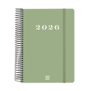 finocam my agenda de espiral en catalan anual 2026 tapa dura antirayaduras formato e10 185x20x212mm 1 dia por pagina color verde